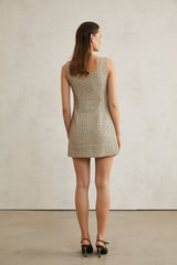 Agathe Tüvit Yuvarlak Yaka Mini Elbise