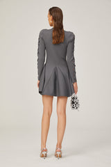 Élodie Kesik Kloş Örme Mini Elbise