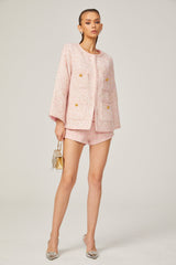 Clarisse Pembe Tüvit Örgülü Kenarlı Ceket