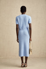 Chantal Mavi Örgü Bluz & Etek Eşleştirme Seti