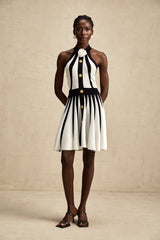 Céleste Kontrast Renkli Kolsuz Örme Mini Elbise