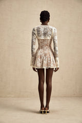 Axelle Beyaz Çiçekli Dantel Yelek Ve Elbise Kombin Seti