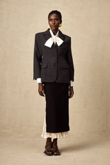 Lyana Gri Belden Bağlamalı Blazer