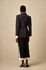 Lyana Gri Belden Bağlamalı Blazer