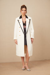 Térébentine Yün Renk Bloklu Kruvaze Uzun Blazer Ceket