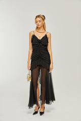 Zuri Dantelli İpek Maksi Elbise