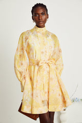 Pénélope Çiçek Desenli Kuşaklı Mini Elbise