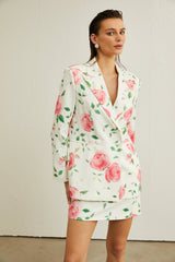 Suzanne Gül Desenli Ceket Ve Etek Kombin Seti