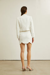 Ève Kristal Süslemeli Ceket Ve Etek Eşleştirme Seti Beyaz