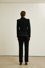 Élise Siyah Fermuar Detaylı Ceket Ve Pantolon Uyumlu Takım