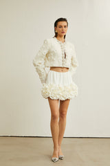 Désirée Beyaz Suni Çiçek Süslemeli Ceket