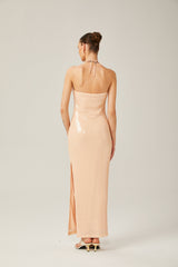 Yvette Boyundan Bağlamalı Pullu Maxi Elbise