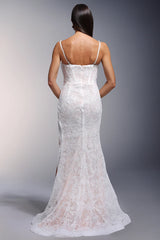 Vandra Kolsuz Dantel Yırtmaçlı Uzun Elbise