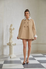 Marta Khaki İşlemeli Dantel Kenarlı Trençkot