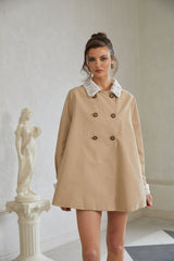 Marta Khaki İşlemeli Dantel Kenarlı Trençkot