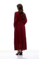 Hulda Bordo Boncuk Süslemeli Büzgülü Maxi Elbise