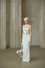 Prunelle Tığ Örgü İki Parça Üst ve Etek Takımı