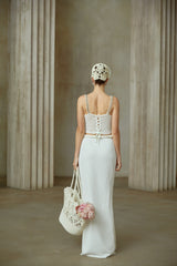 Prunelle Tığ Örgü İki Parça Üst ve Etek Takımı