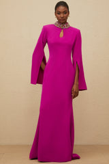 Majestueuse Fuşya Anahtar Deliği Detaylı Denizkızı Elbisesi