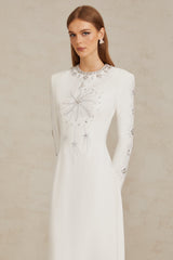 Aloïse Beyaz Süslemeli Uzun Elbise