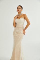 Sabine Sahte İnci Süslü Maksi Elbise