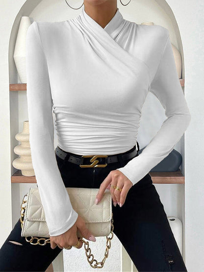 Düz Renk Uzun Kollu Balıkçı Yaka Tişört