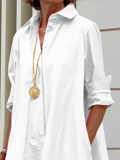 Bol Kesim Düz Renk Uzun Kollu Midi Elbise