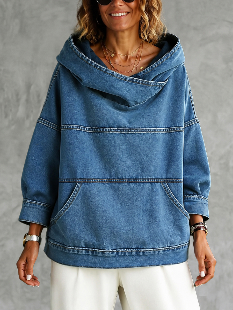 Bol Kesim Düz Renk Uzun Kollu Sweatshirt