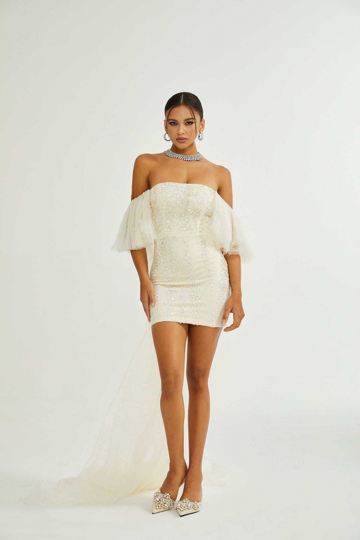 Coline Payet Süslü File Elbise