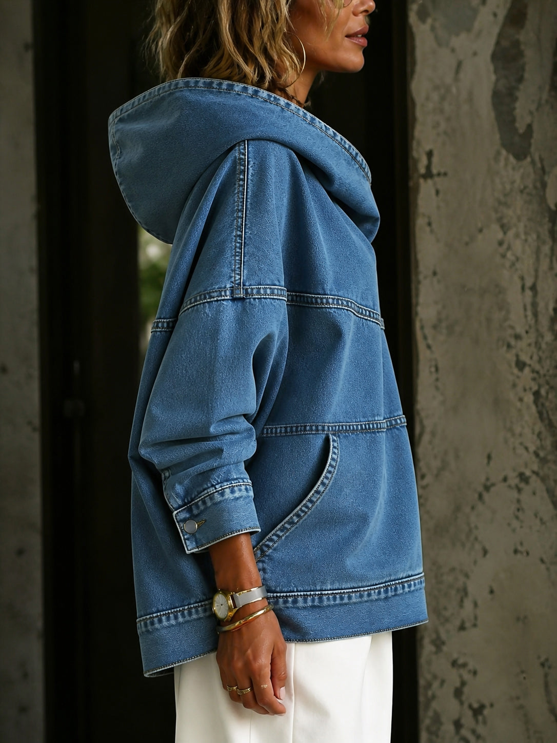 Bol Kesim Düz Renk Uzun Kollu Sweatshirt