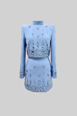 Maya Elmas İşlemeli Mini Etekli Takım