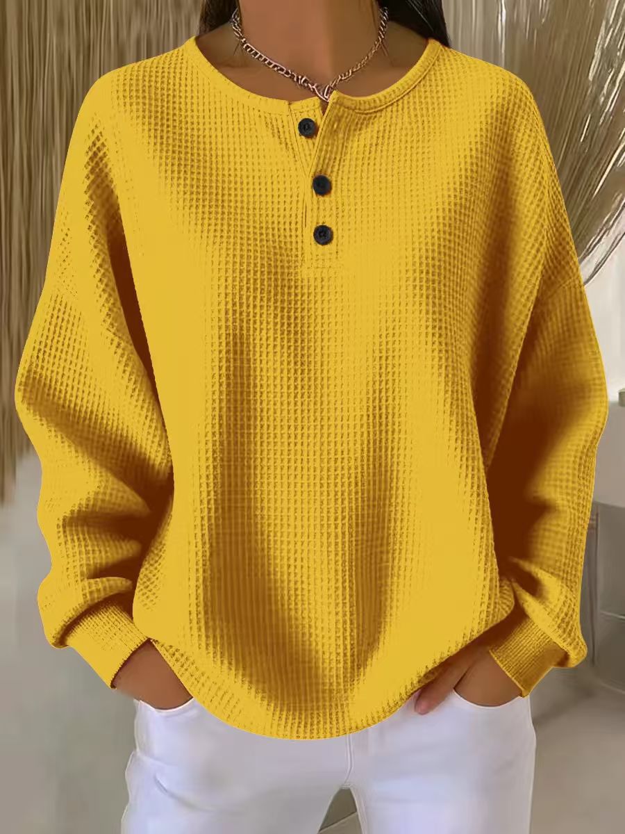Büyük Beden Düz Renk Yuvarlak Yaka Sweatshirt