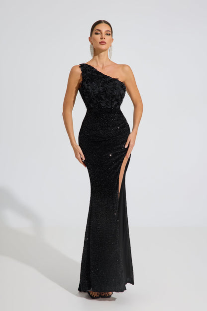 Kris Midnight Bloom Tek Omuzlu Maxi Elbise