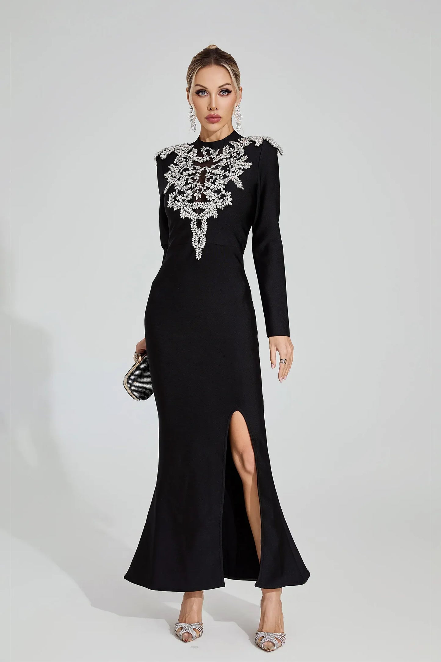 Linnea Siyah Elmas Bandaj Maxi Elbise
