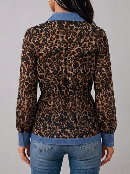 Leopar Desenli Uzun Kollu Bluz