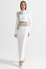 Aelina Elmas 2 Parça Uzun Kollu Üst ve Uzun Etek Takımı