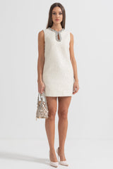 Arantxa Bej Pullu Tüvit Mini Elbise