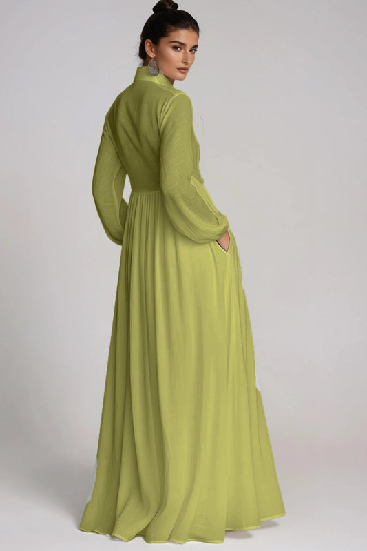 Chartreuse Dalma Dantelli Maxi Elbise