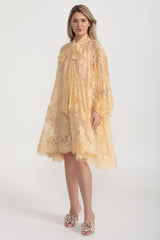 Bella A Kesim Dantel Elbise Fiyonk Yakalı