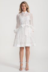 Kristal Süslemeli Uzun Kollu Mini Elbise