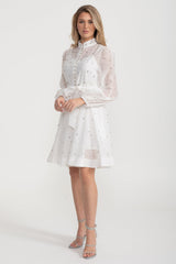 Kristal Süslemeli Uzun Kollu Mini Elbise