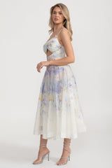 Suluboya Çapraz Kesim Midi Elbise Kemerli - Pastel