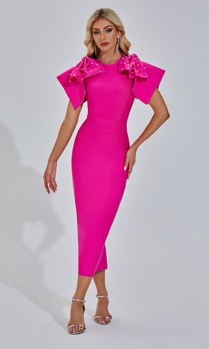 Amalia Pembe Maxi Elbise