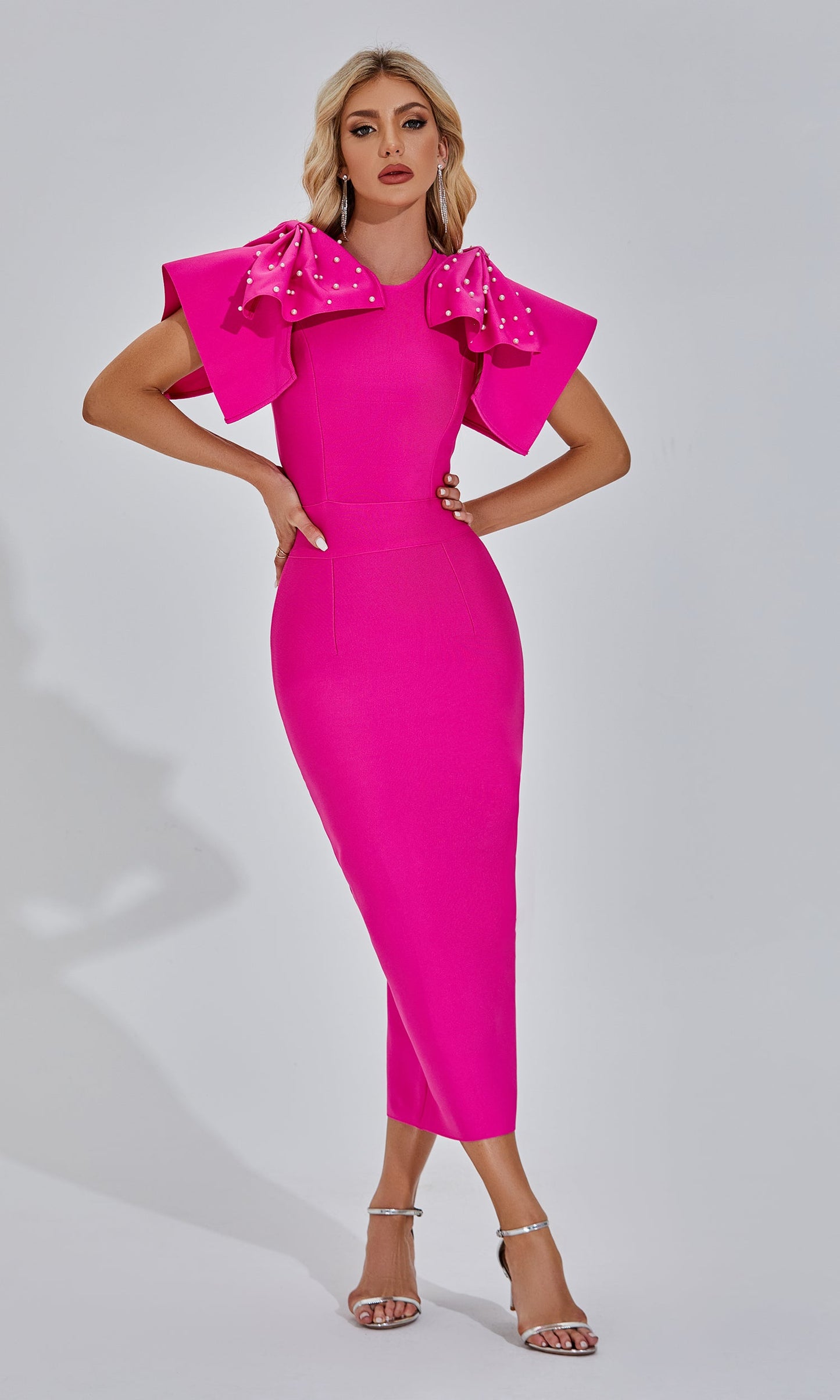 Amalia Pembe Maxi Elbise