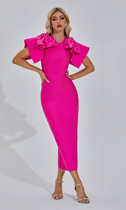Amalia Pembe Maxi Elbise