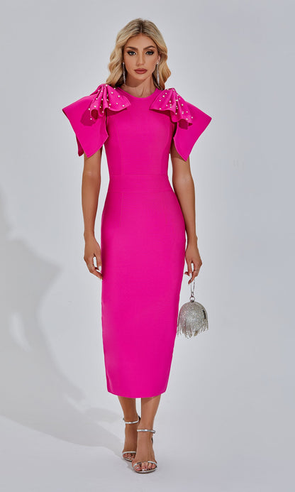 Amalia Pembe Maxi Elbise