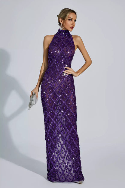 Louise Pembe Elmas Maxi Elbise (Astarsız)