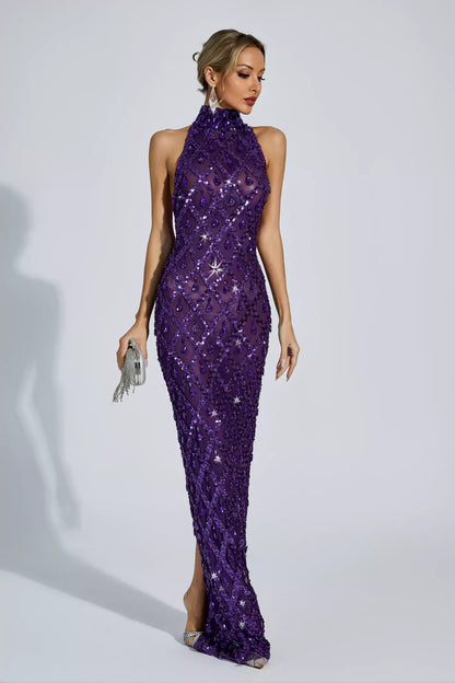 Louise Pembe Elmas Maxi Elbise (Astarsız)