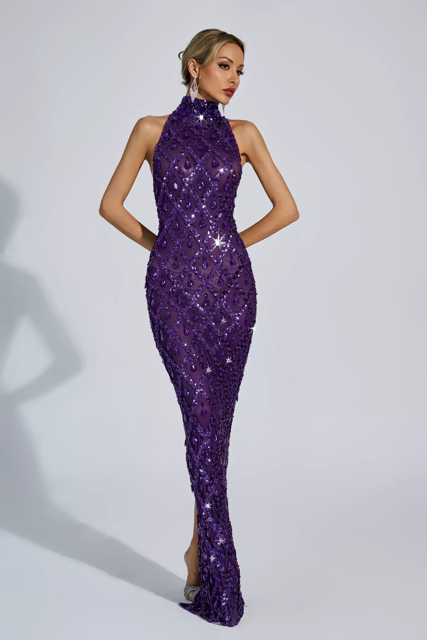Louise Pembe Elmas Maxi Elbise (Astarsız)