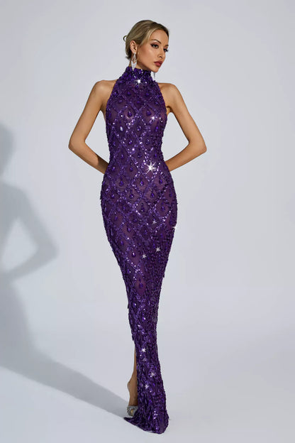 Louise Pembe Elmas Maxi Elbise (Astarsız)